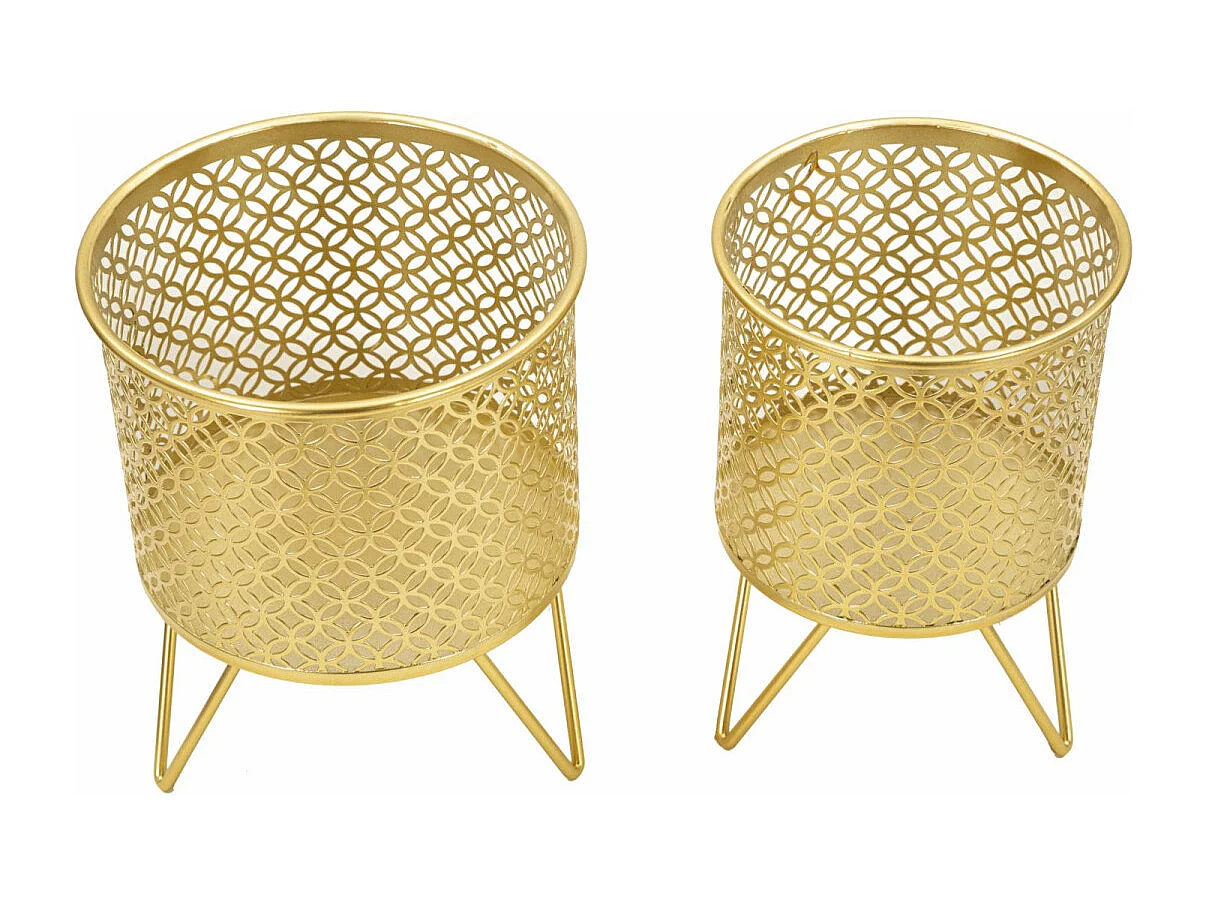 Lot de 2 Cache-Pots Design "Ceci" 20cm Or