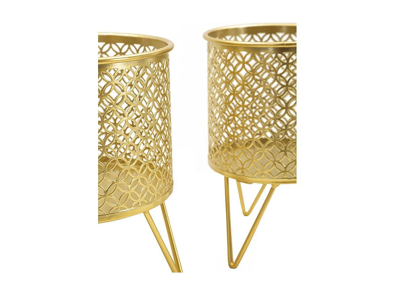 Lot de 2 Cache-Pots Design "Ceci" 20cm Or