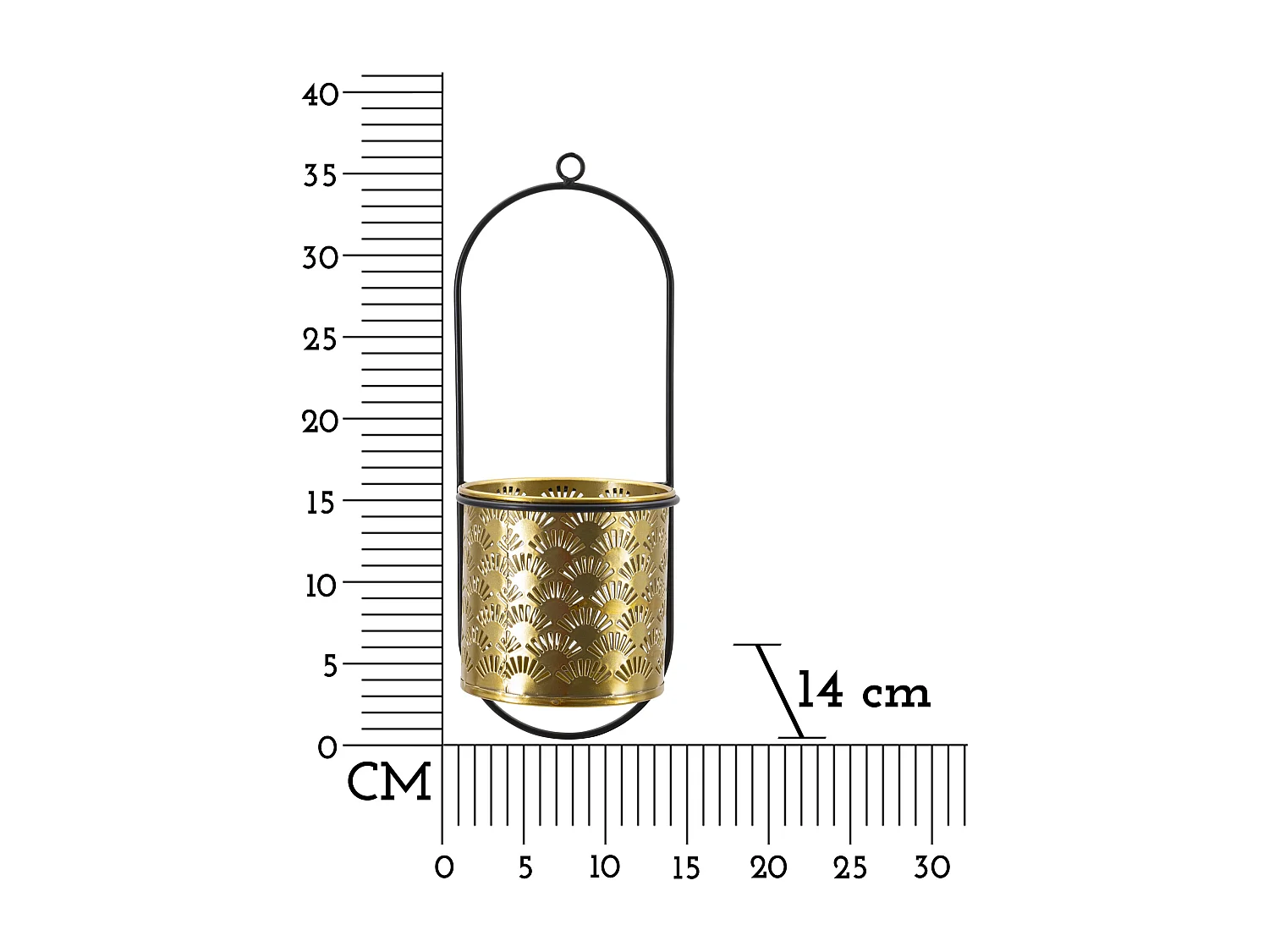 Portavasi da parete in metallo dorato cm 14x14x37