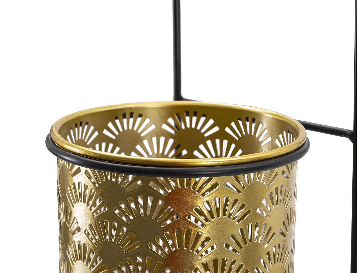 Porte-vase mural Hong - Support mural en métal doré et noir - Dimensions 14x14x37 cm - Décoration géométrique - Vase amovible