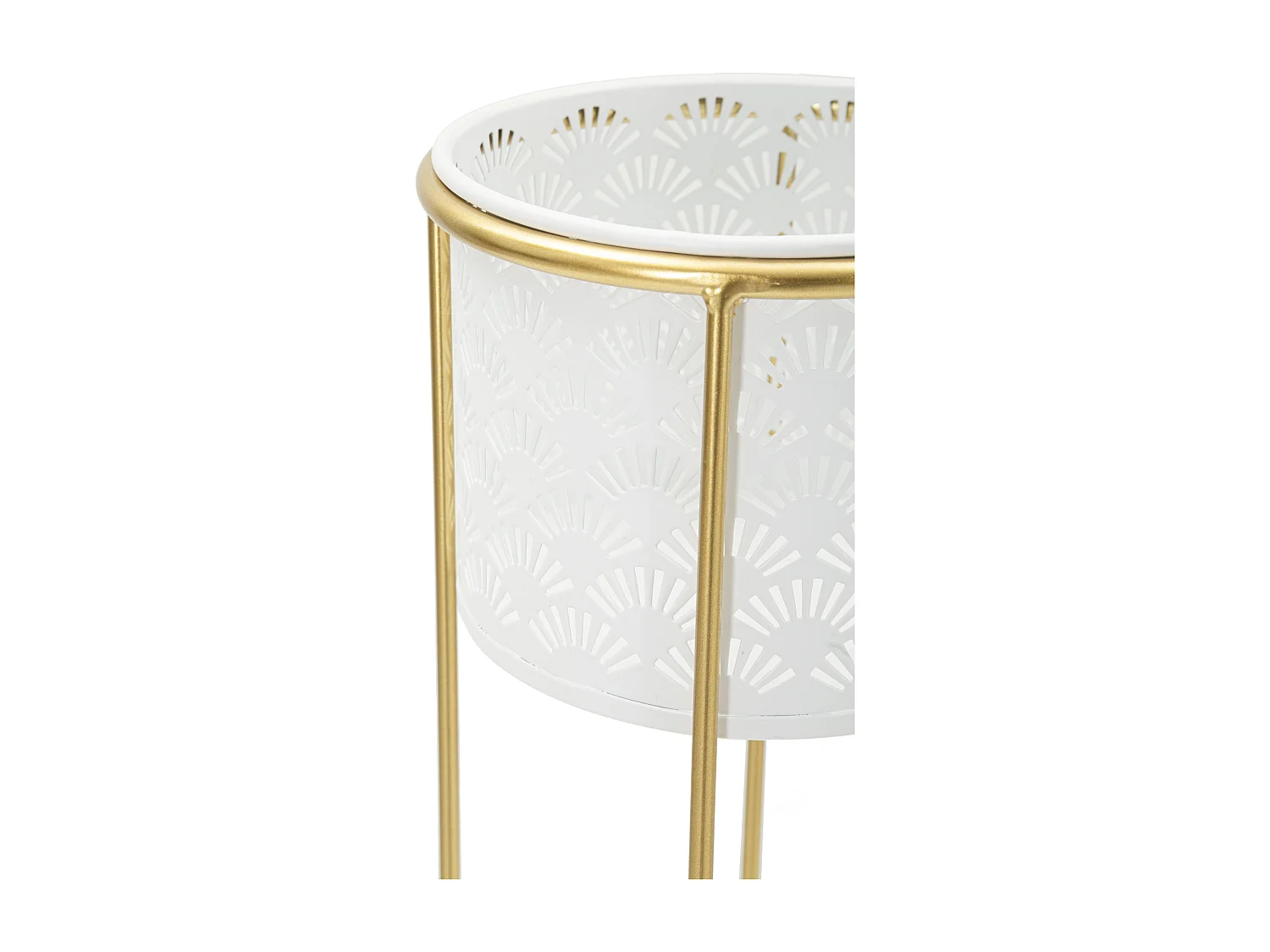 Set di 2 portavasi in metallo bianchi Ø cm 17x46-14x34