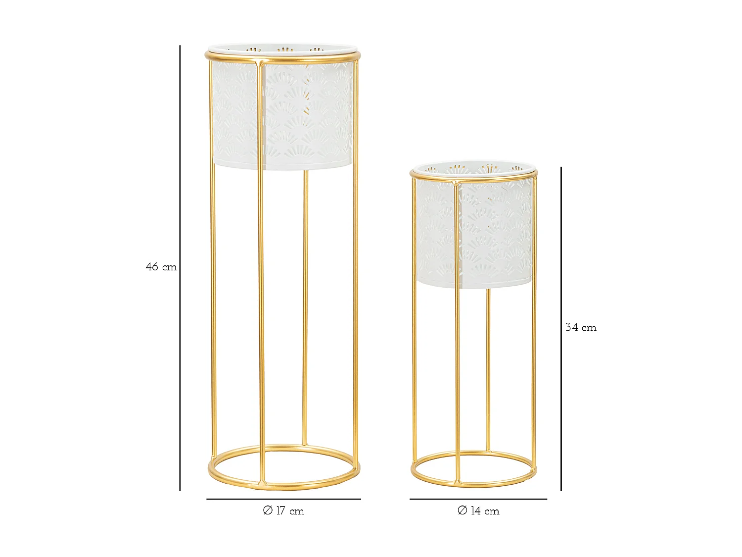 Set di 2 portavasi in metallo bianchi Ø cm 17x46-14x34