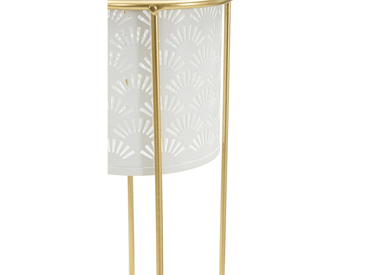 Lot de 2 Cache-Pots Design "Whity" 46cm Blanc & Or