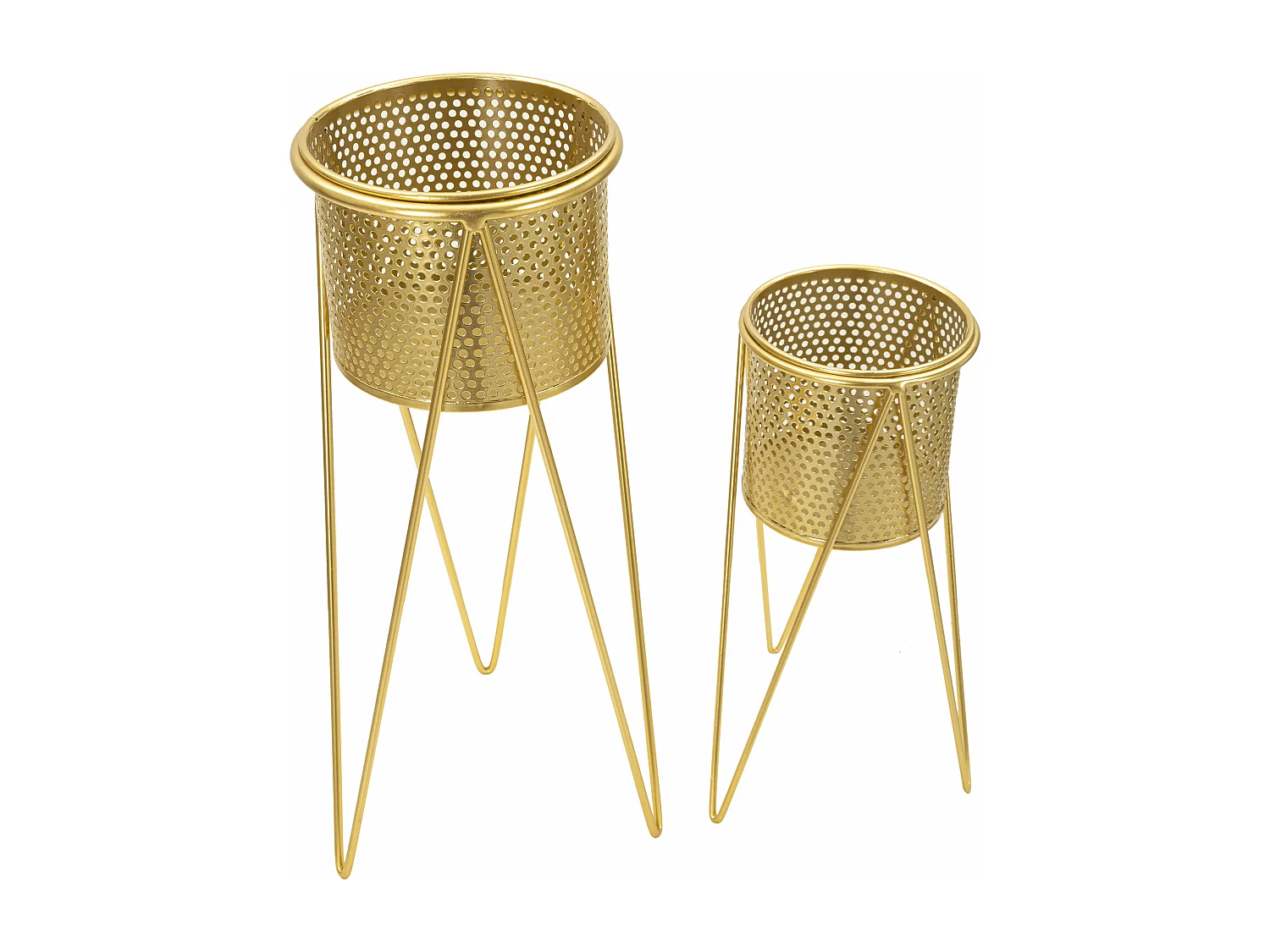 Lot de 2 Cache-Pots sur Pieds "Iva" 46cm Or