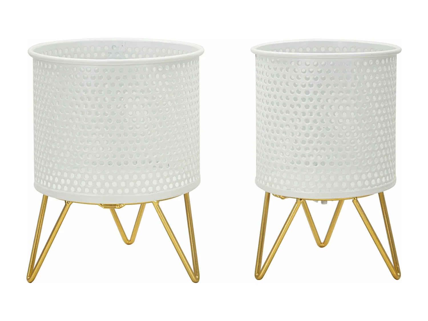 Lot de 2 Cache-Pots Design "Gaspy" 20cm Blanc & Or