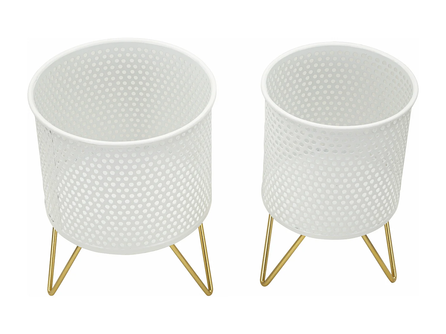Lot de 2 Cache-Pots Design "Gaspy" 20cm Blanc & Or