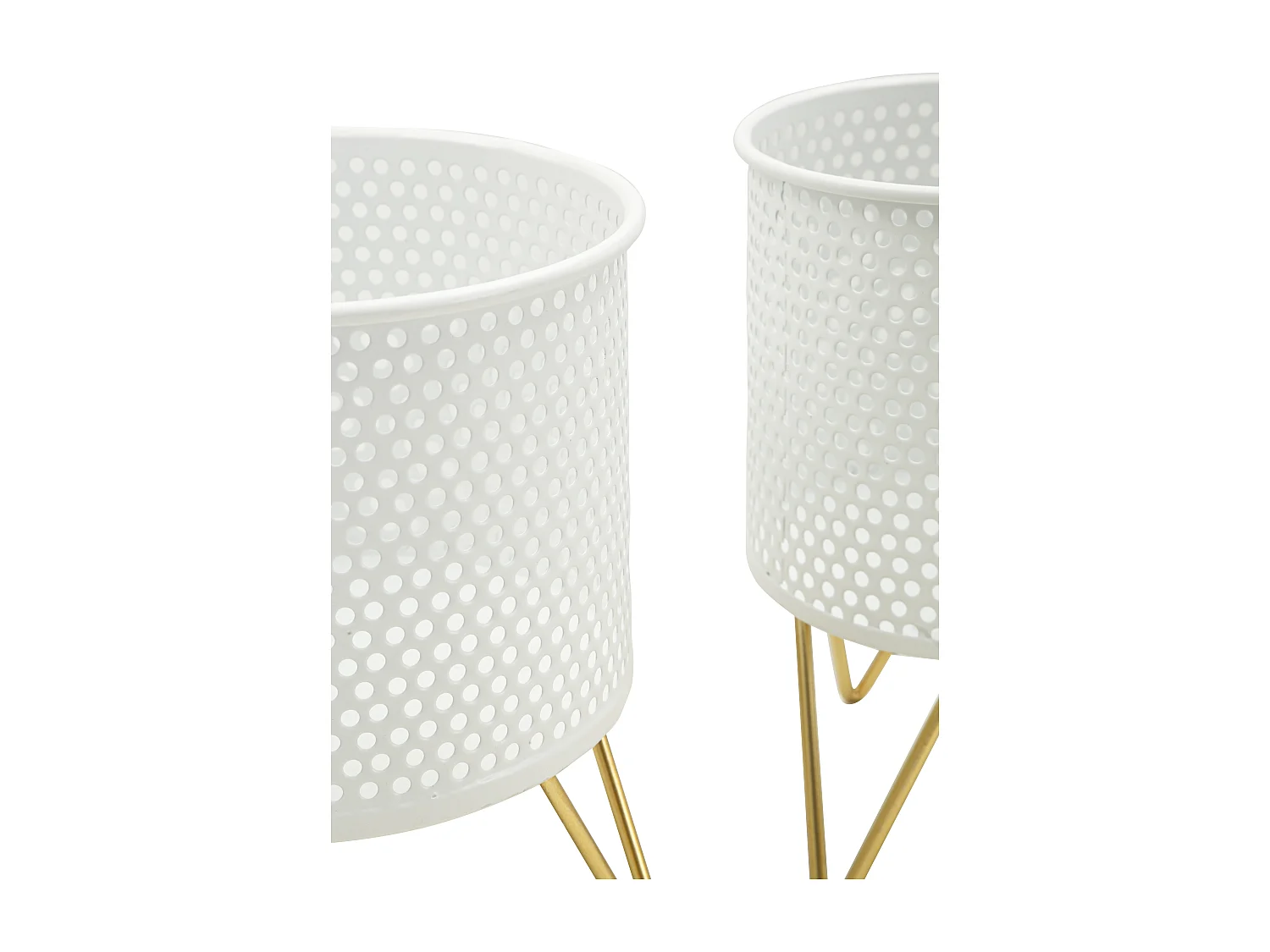 Lot de 2 Cache-Pots Design "Gaspy" 20cm Blanc & Or