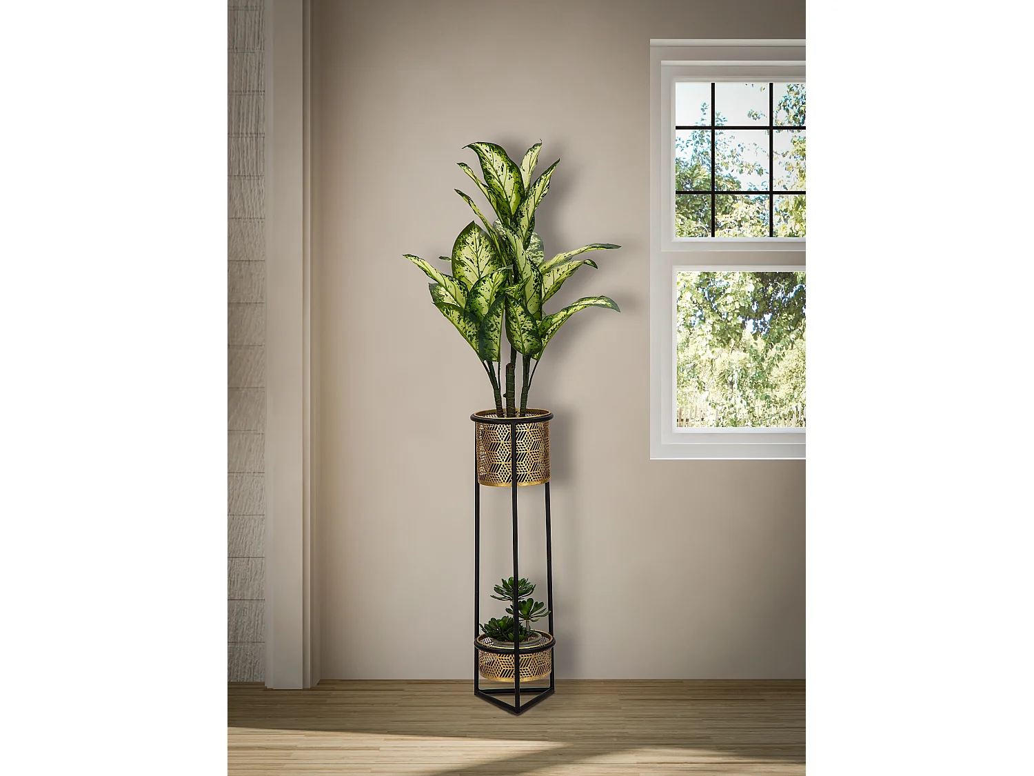 Cache-Pots 2 Niveaux "Doppio" 80cm Or