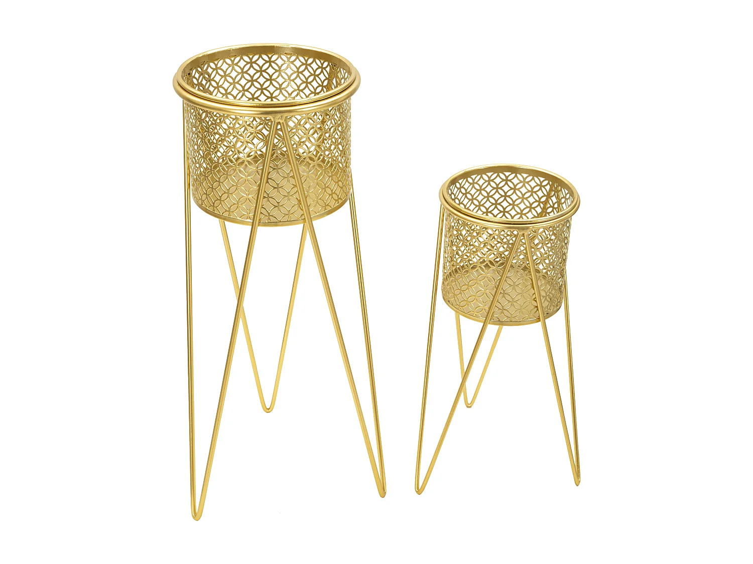 Lot de 2 Cache-Pots sur Pied "Mara" 46cm Or