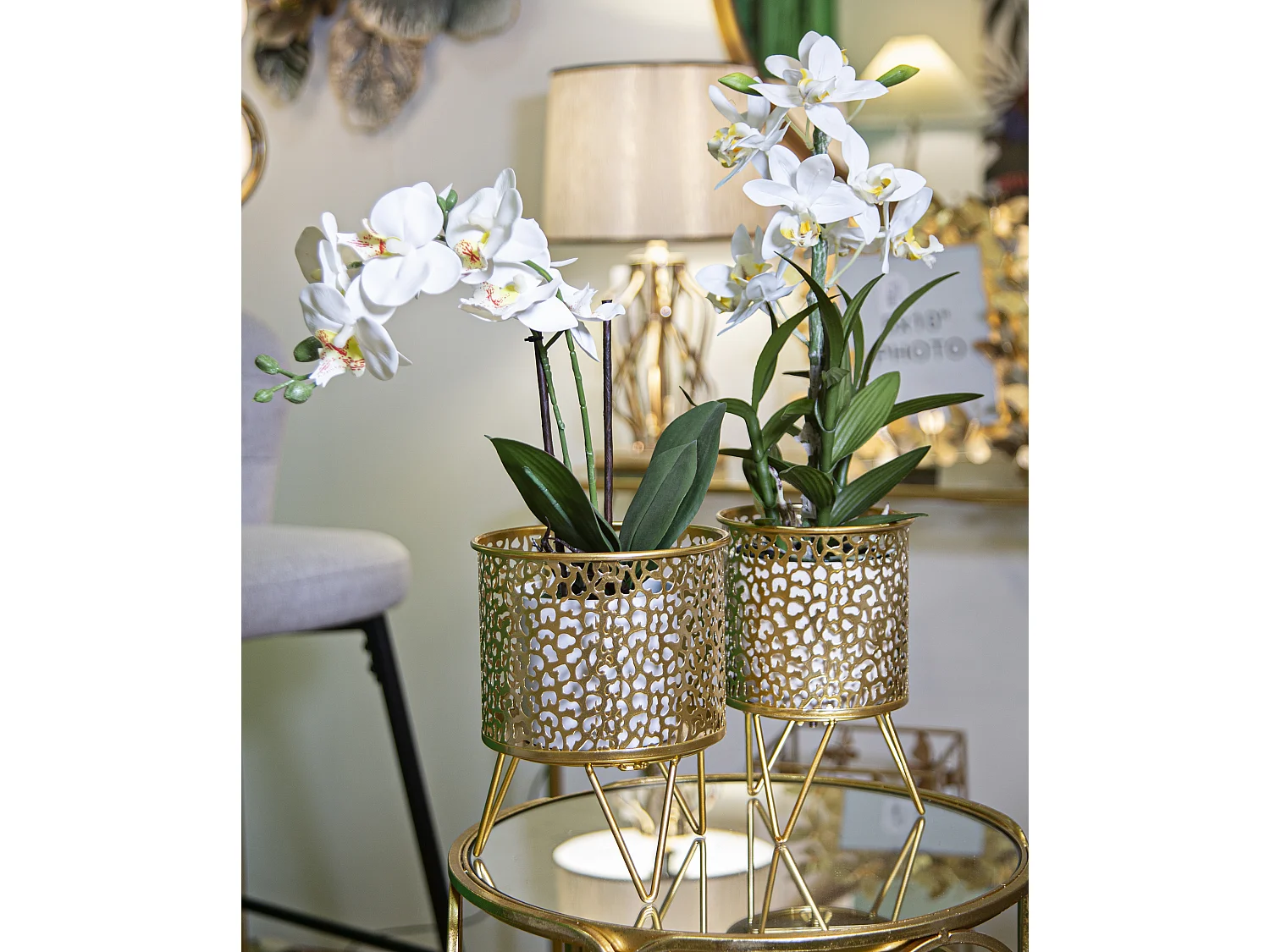 Lot de 2 Cache-Pots Design "Piny" 20cm Or