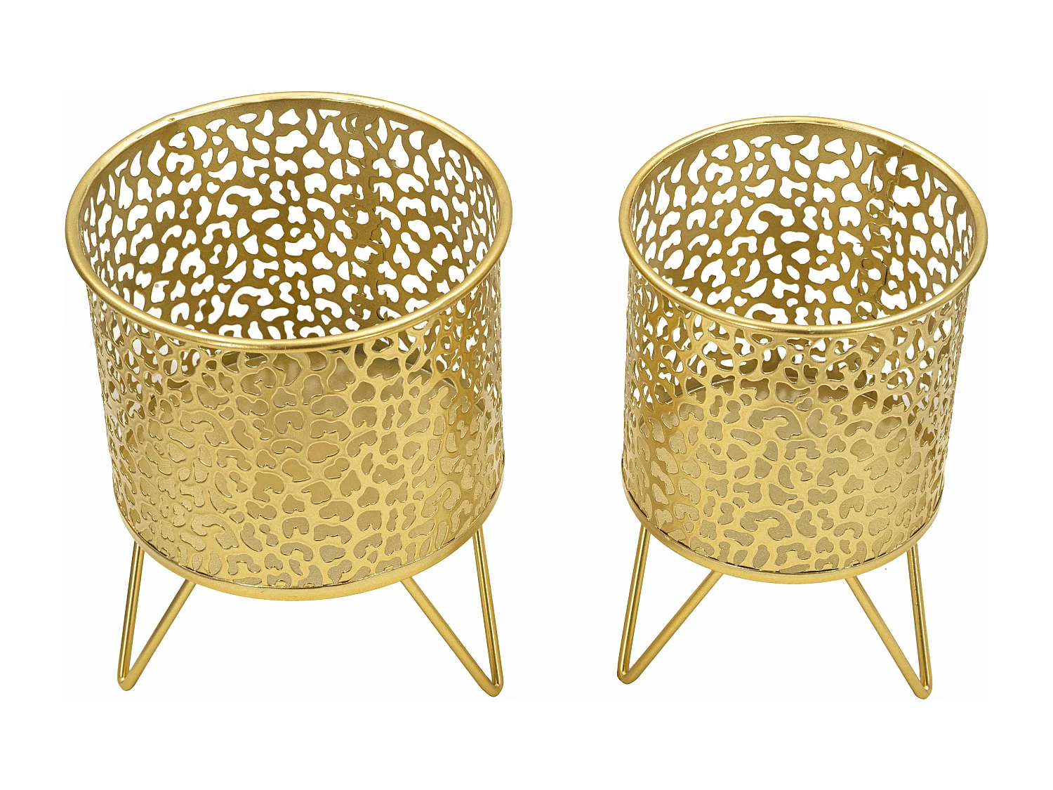 Lot de 2 Cache-Pots Design "Piny" 20cm Or