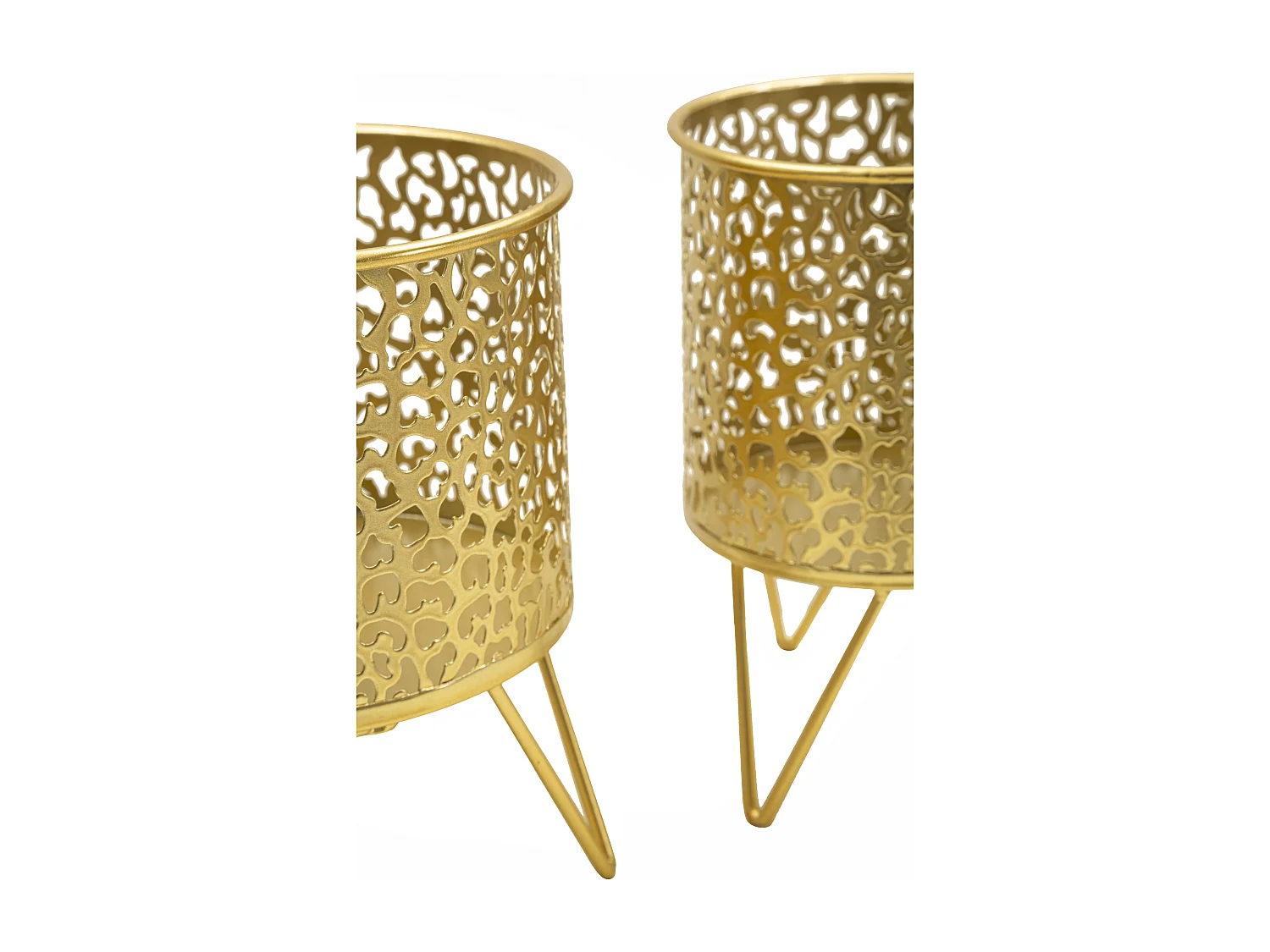 Lot de 2 Cache-Pots Design "Piny" 20cm Or