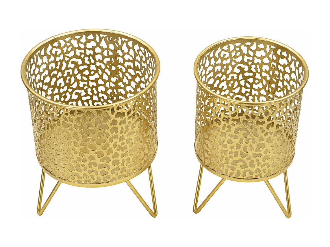 Lot de 2 Cache-Pots Design "Piny" 20cm Or