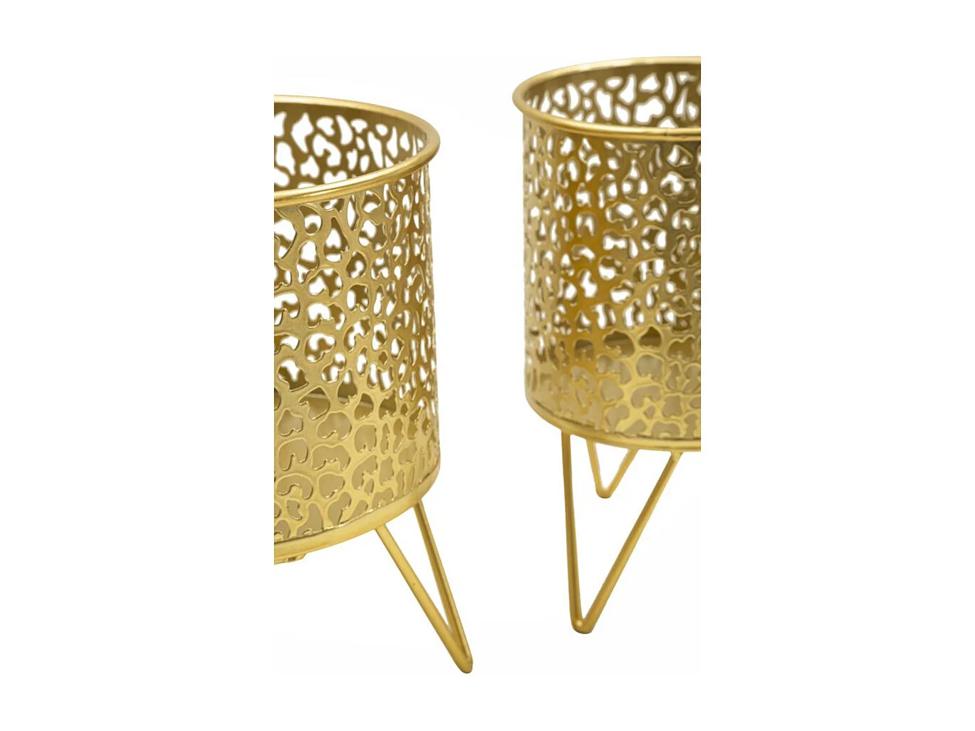 Lot de 2 Cache-Pots Design "Piny" 20cm Or