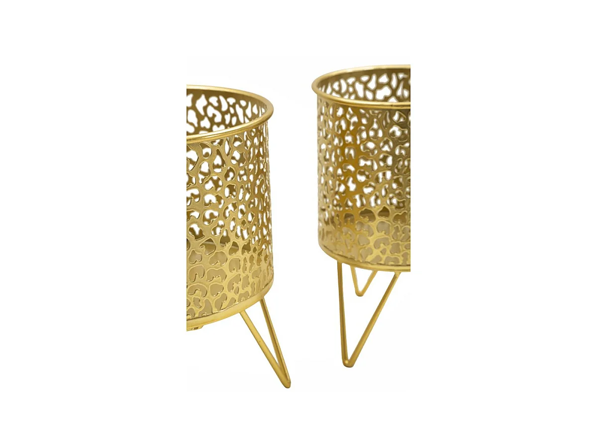 Lot de 2 Cache-Pots Design "Piny" 20cm Or