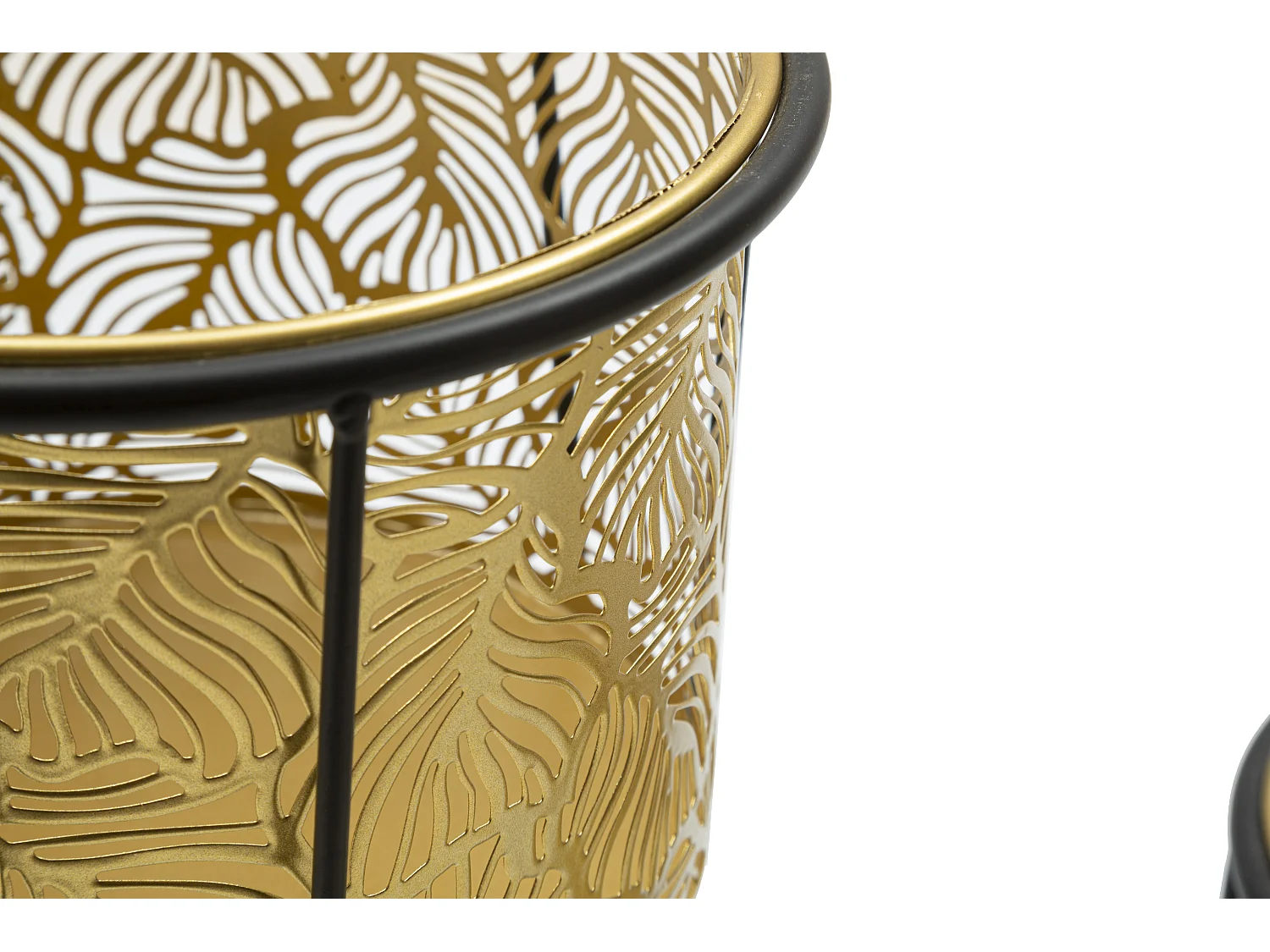 Lot de 2 Cache-Pots sur Pied "Leavy" 40cm Or & Noir