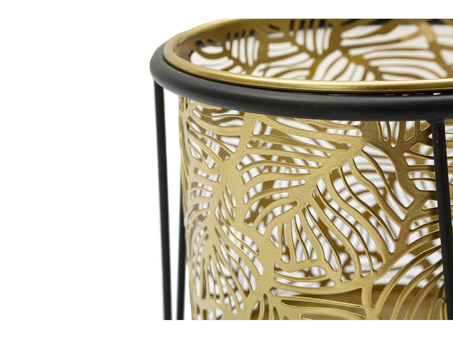 Lot de 2 Cache-Pots sur Pied "Leavy" 40cm Or & Noir