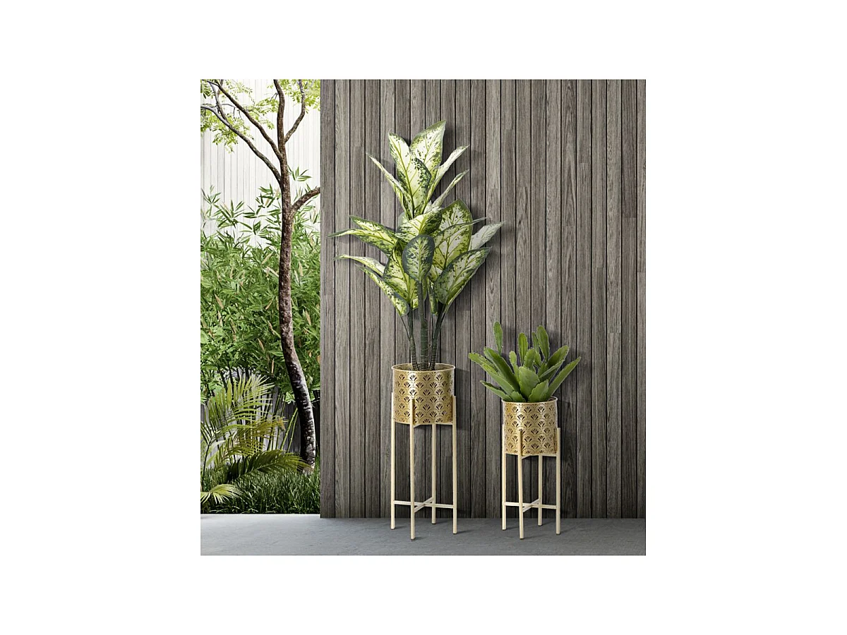 Lot de 2 Cache-Pots sur Pied "Glovy" 52cm Or