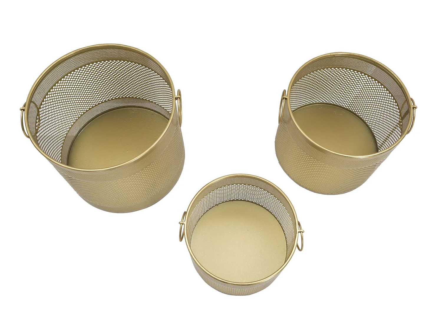 Set van 3 gesneden gouden metalen plantenpotten Ø cm 40x34-35x28-30x22