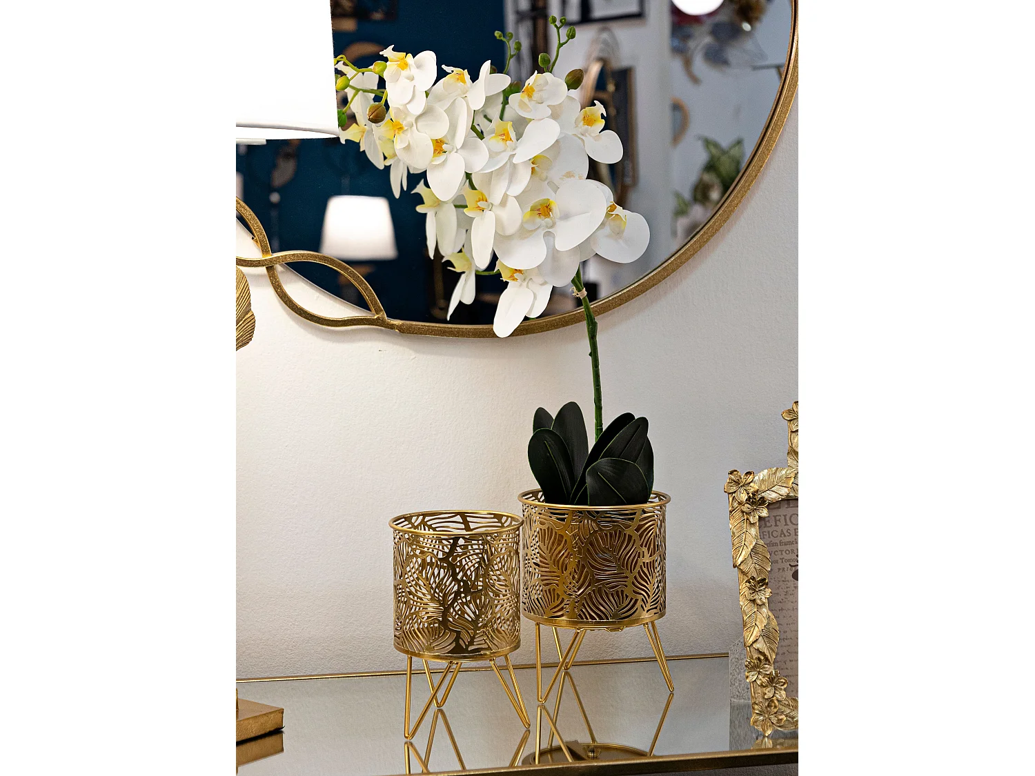 Lot de 2 Cache-Pots Design "Naty" 20cm Or