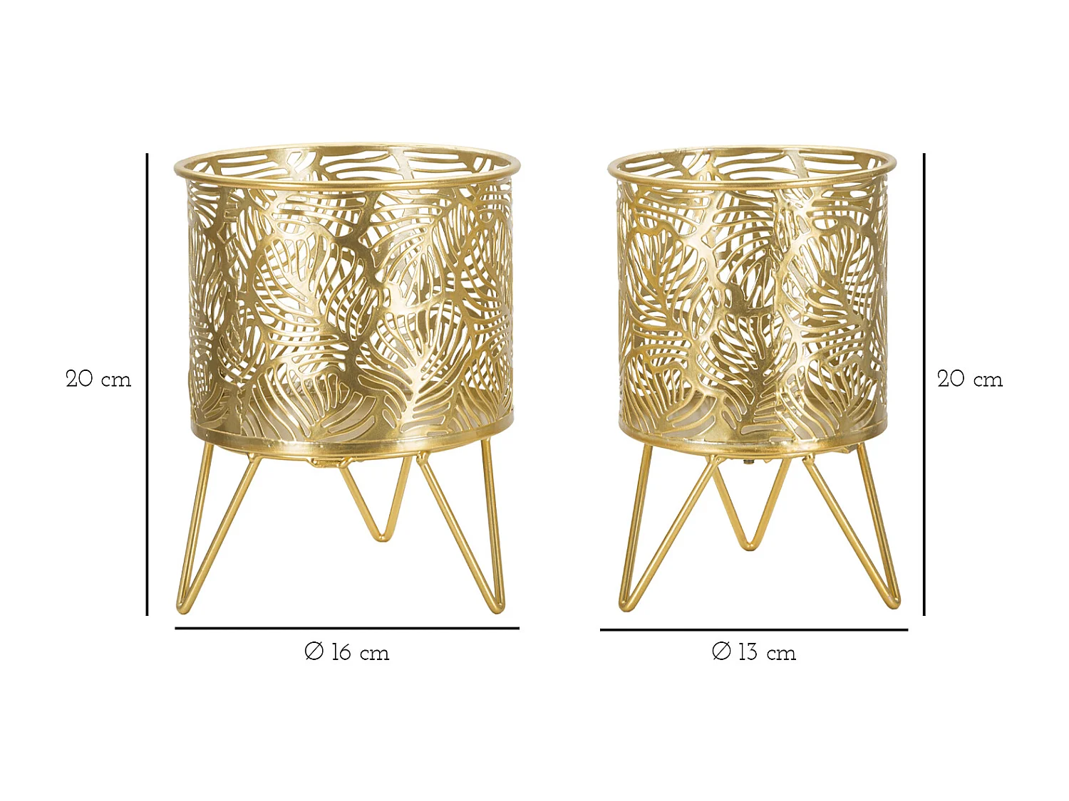 Lot de 2 Cache-Pots Design "Naty" 20cm Or