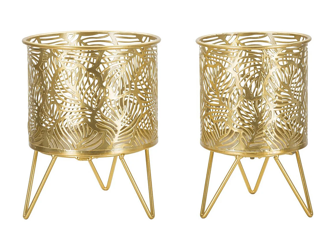 Lot de 2 Cache-Pots Design "Naty" 20cm Or