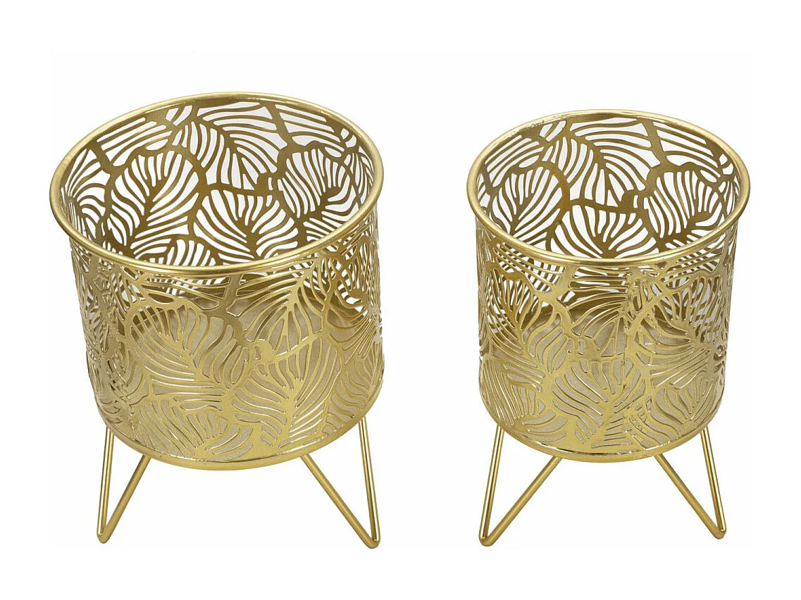 Lot de 2 Cache-Pots Design "Naty" 20cm Or