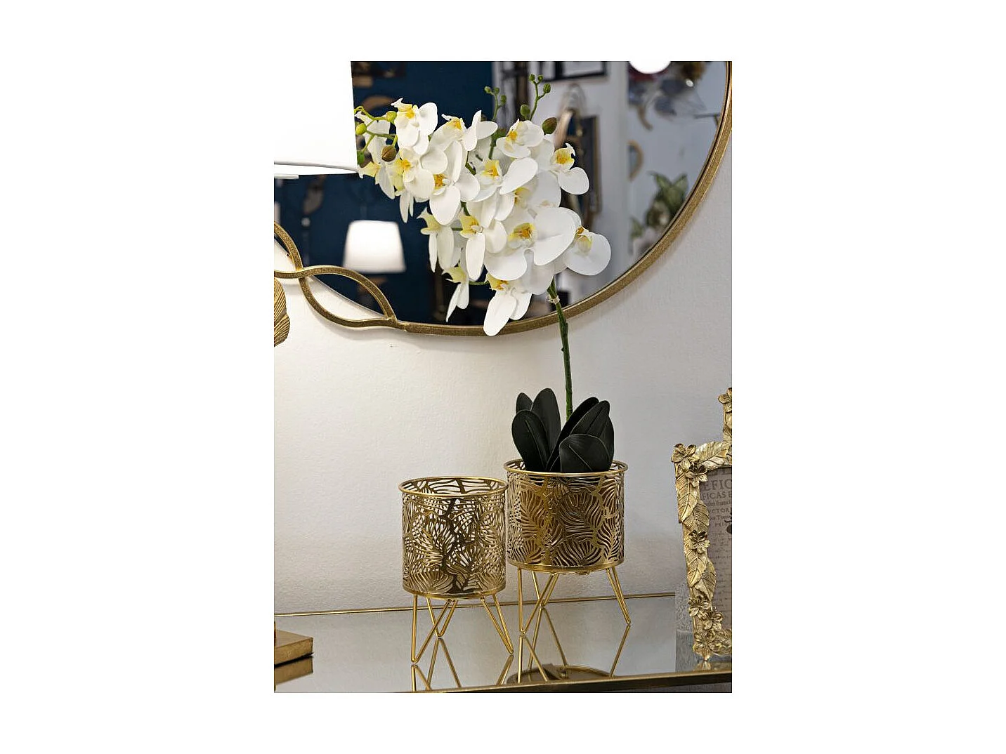 Lot de 2 Cache-Pots Design "Naty" 20cm Or