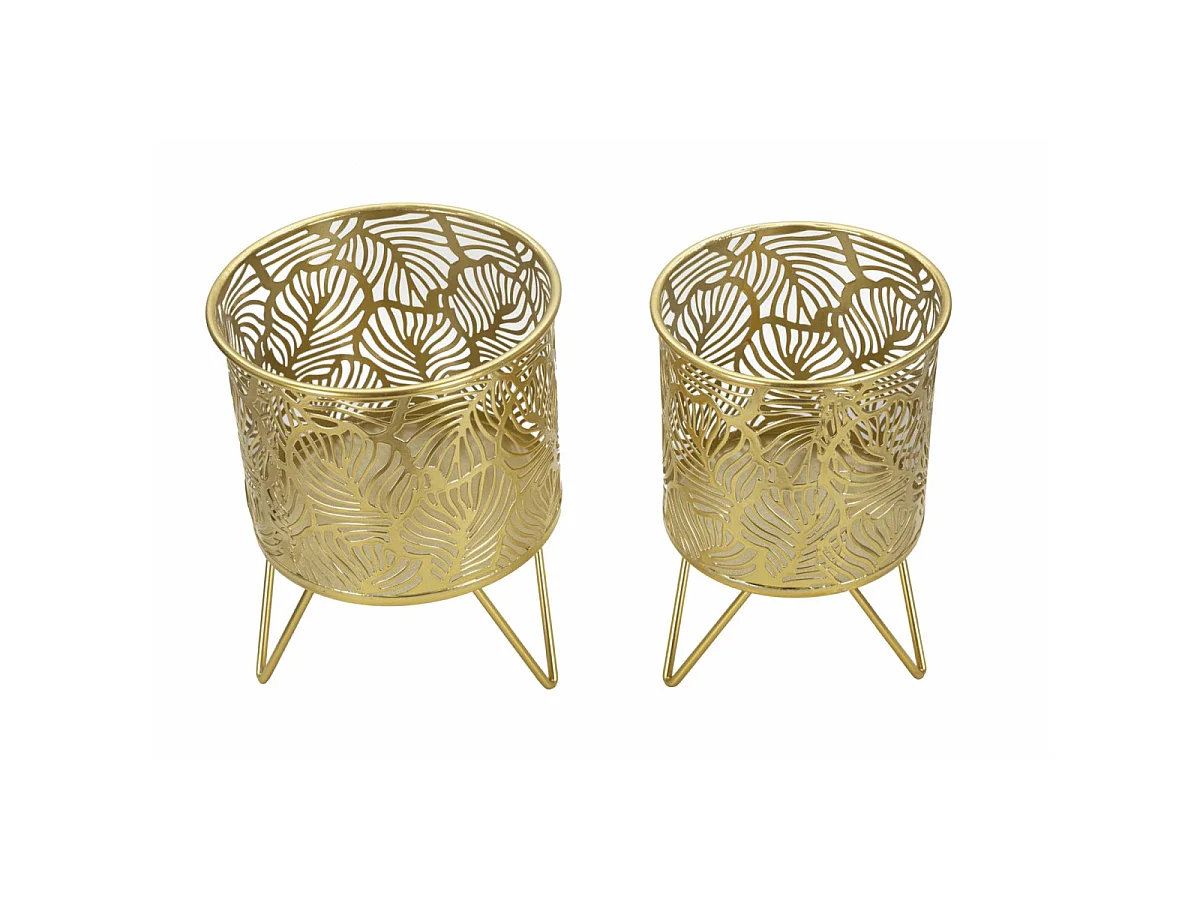 Lot de 2 Cache-Pots Design "Naty" 20cm Or