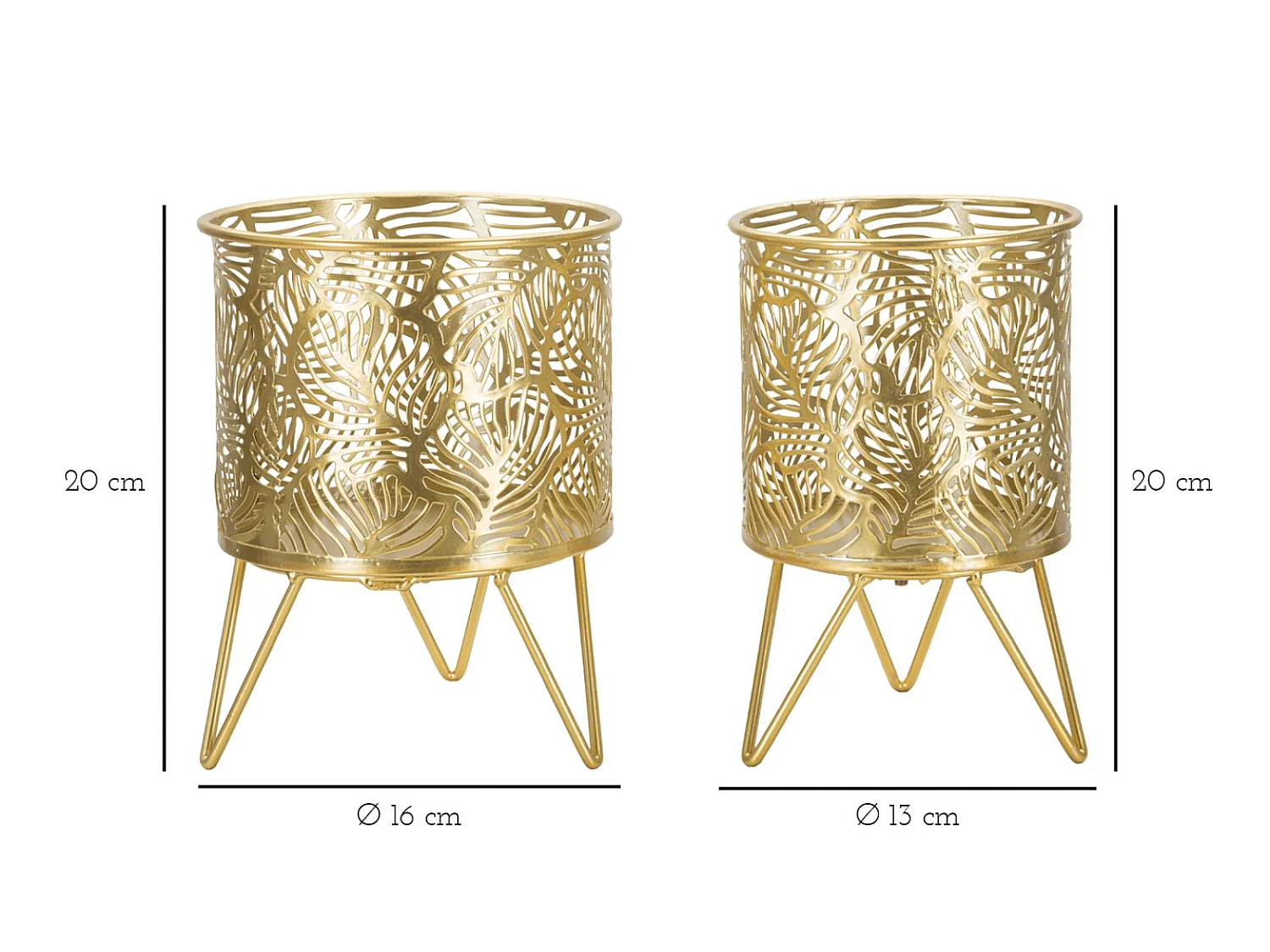 Lot de 2 Cache-Pots Design "Naty" 20cm Or
