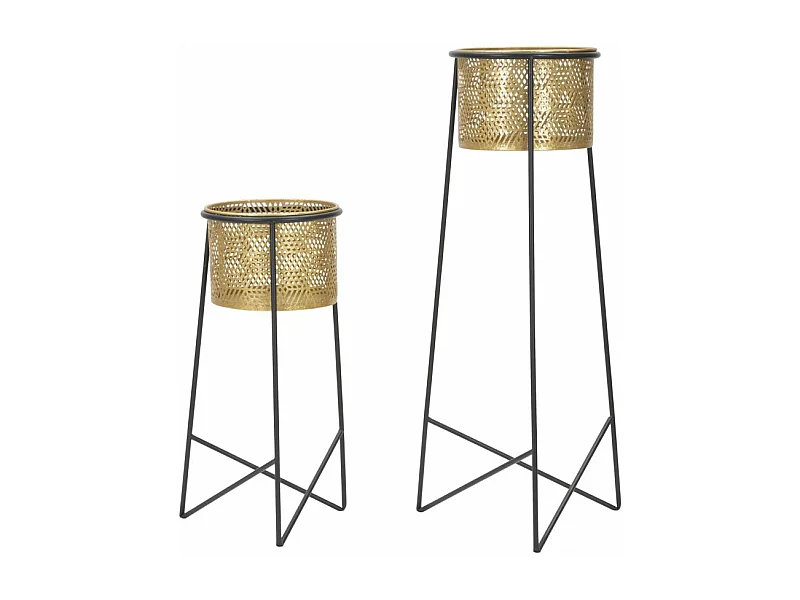 Lot de 2 Cache-Pots en Métal "Exy" 76cm Or