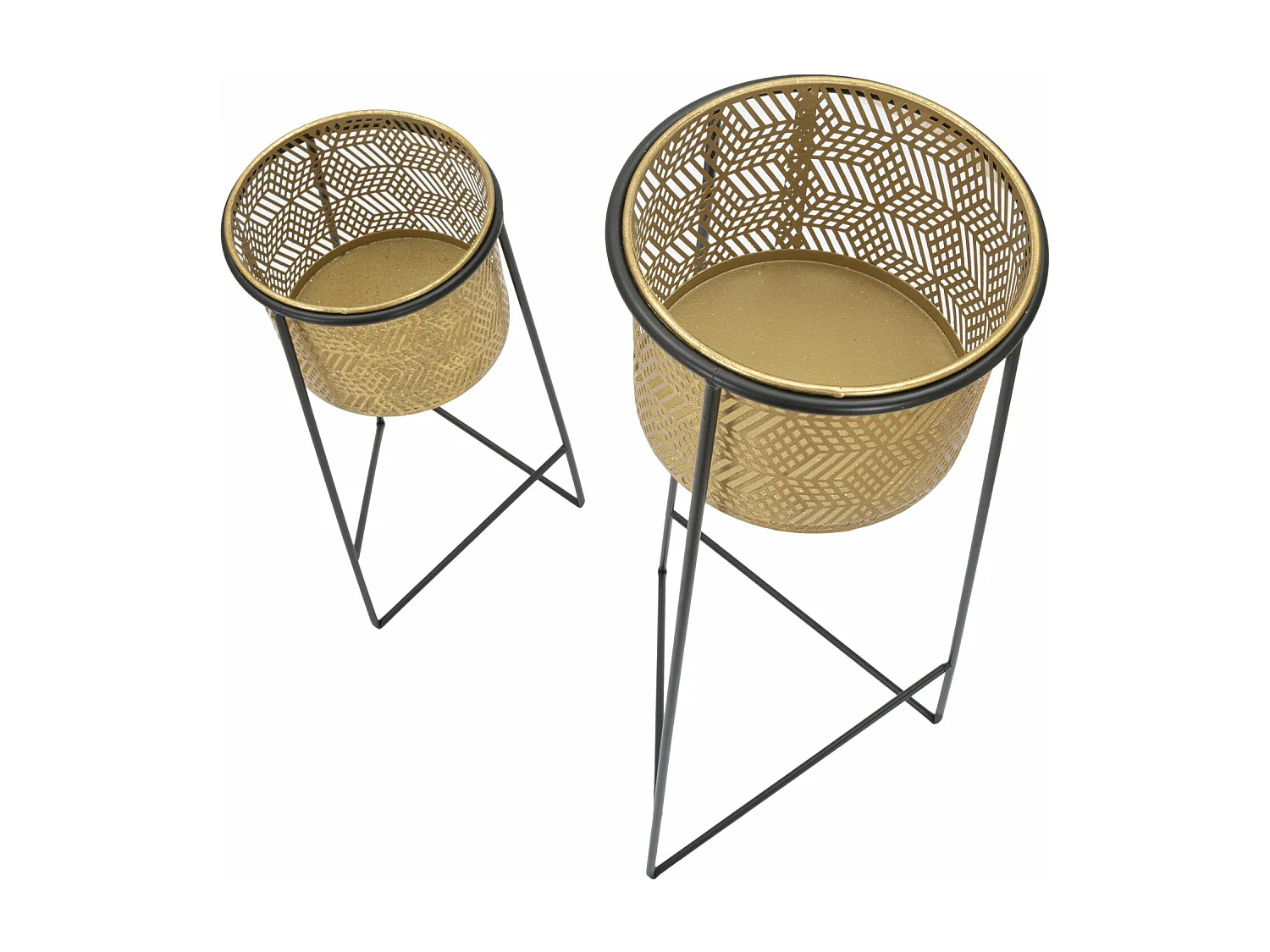 Lot de 2 Cache-Pots en Métal "Exy" 76cm Or