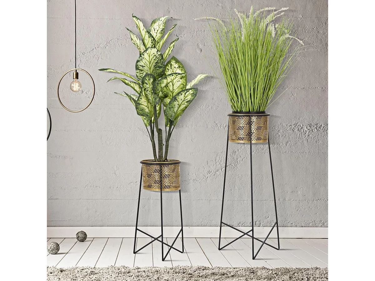 Lot de 2 Cache-Pots en Métal "Exy" 76cm Or