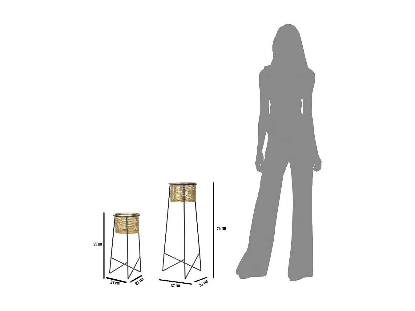 Lot de 2 Cache-Pots en Métal "Exy" 76cm Or