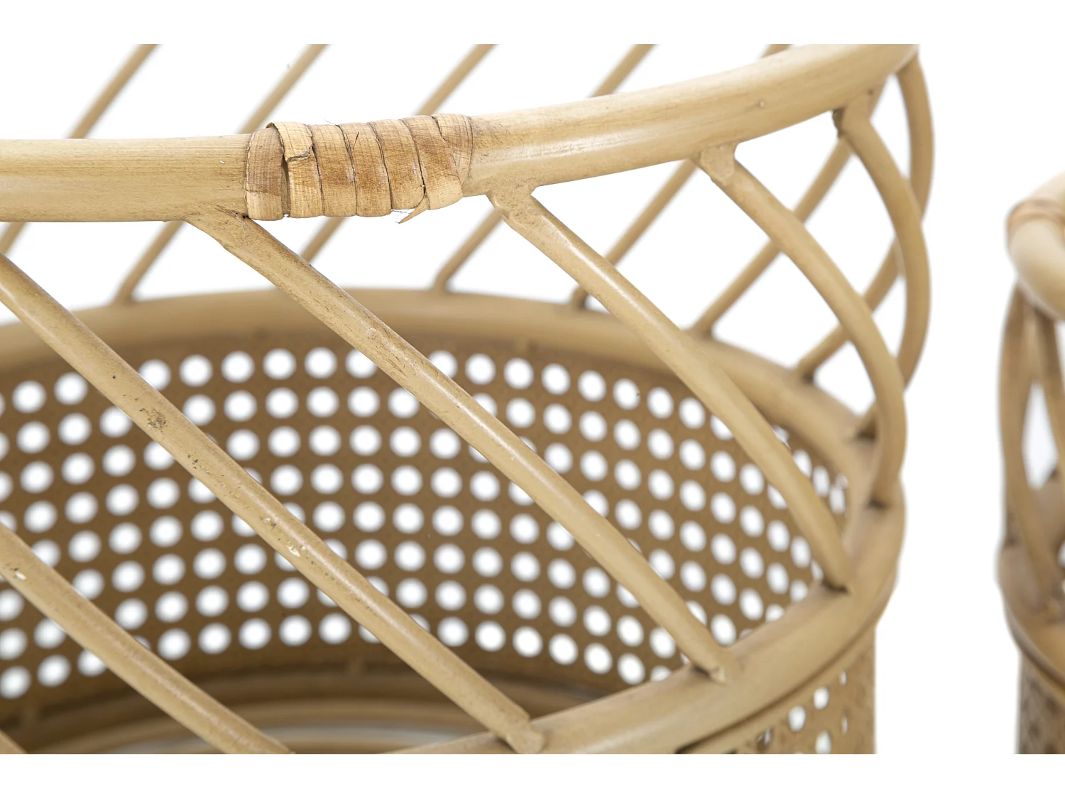 Lot de 2 Cache-Pots en Rotin "Panama" 30cm Naturel