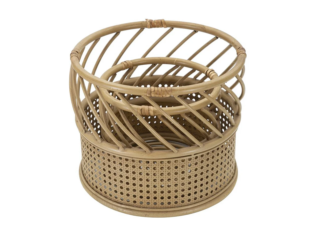 Lot de 2 Cache-Pots en Rotin "Panama" 30cm Naturel