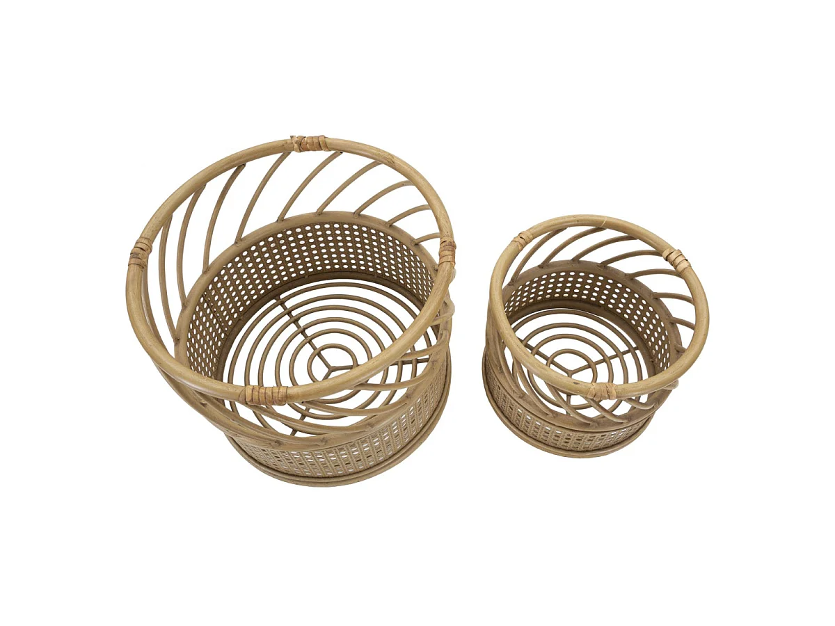Lot de 2 Cache-Pots en Rotin "Panama" 30cm Naturel