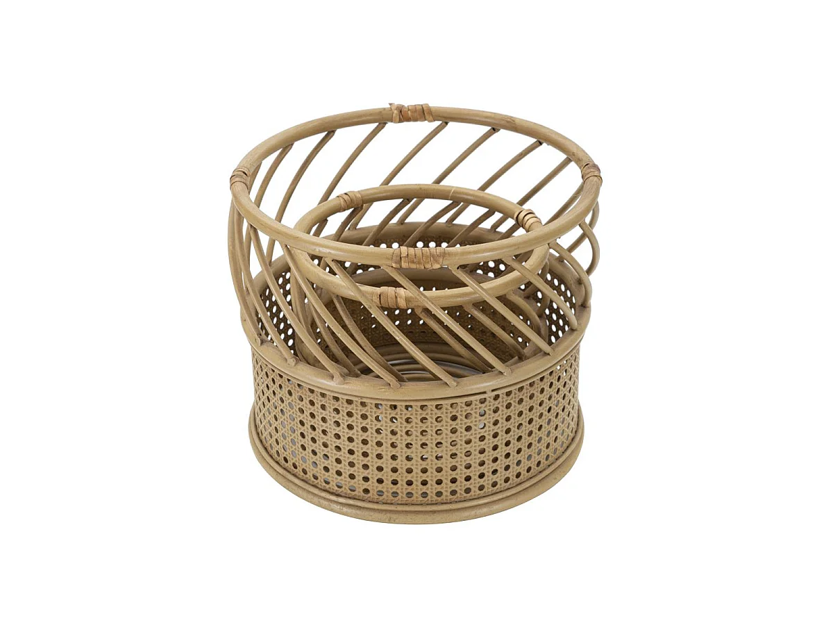 Lot de 2 Cache-Pots en Rotin "Panama" 30cm Naturel