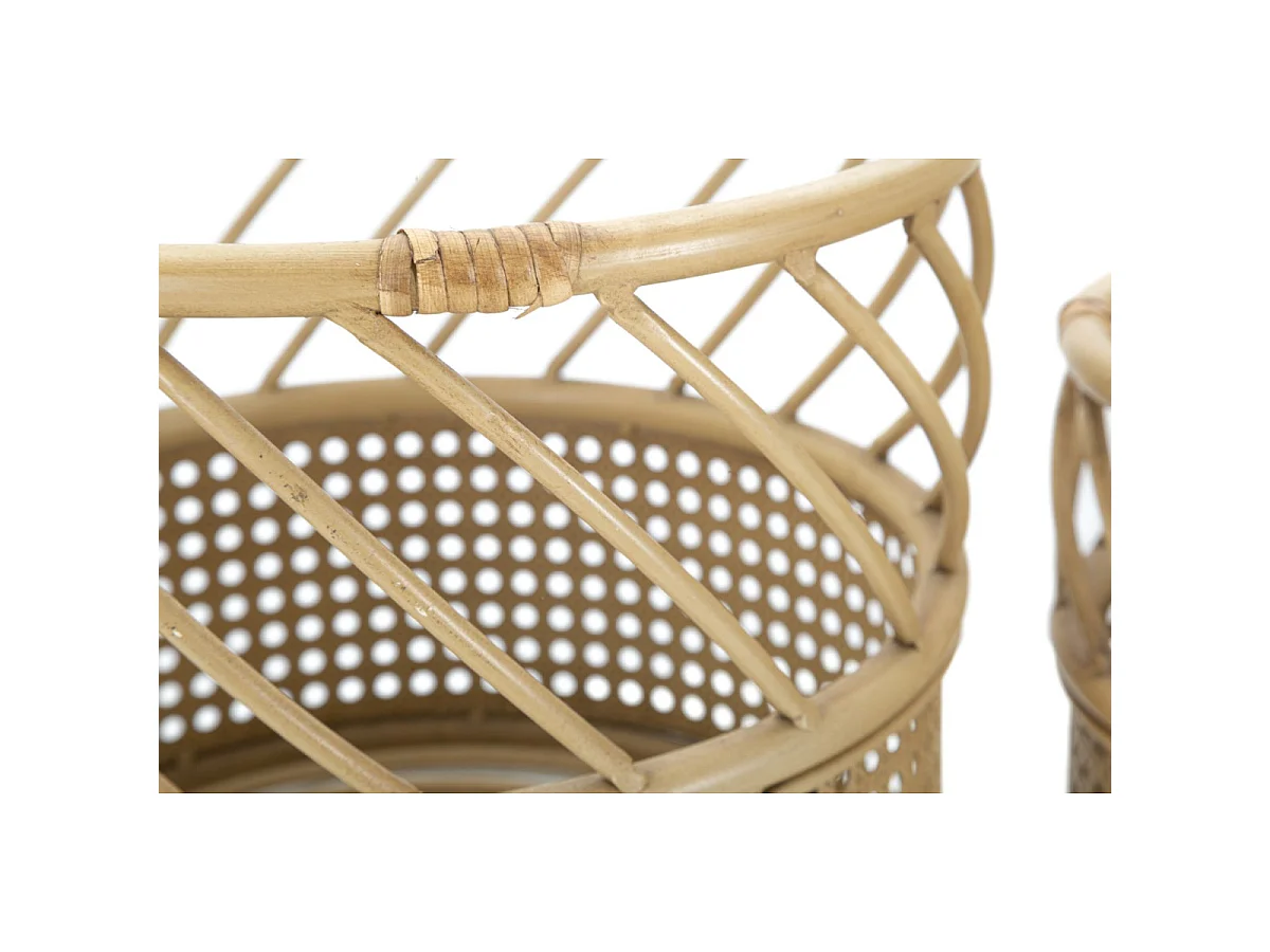 Lot de 2 Cache-Pots en Rotin "Panama" 30cm Naturel