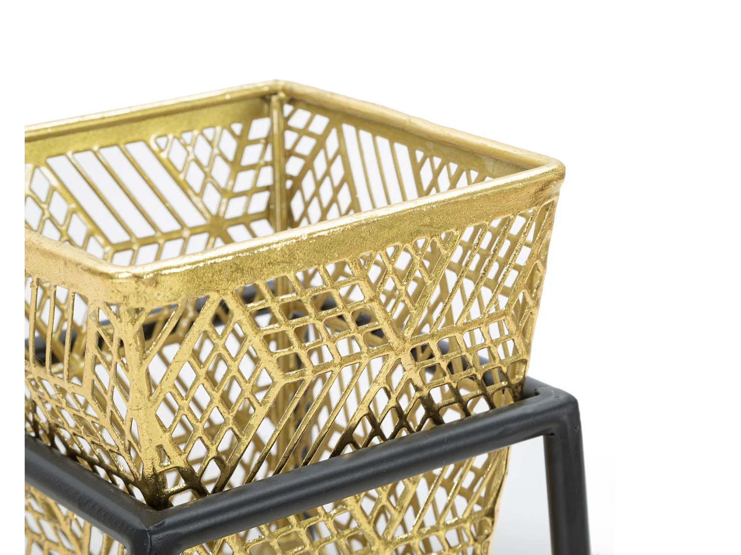 Lot de 2 Cache-Pots sur Pied "Wilma" 70cm Noir & Or