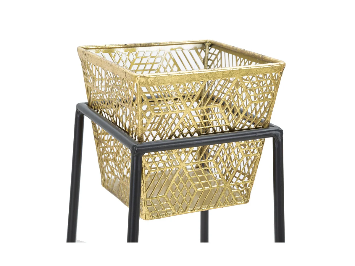 Lot de 2 Cache-Pots sur Pied "Wilma" 70cm Noir & Or