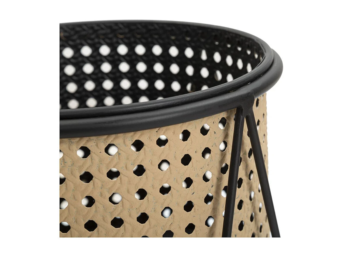 Lot de 2 Cache-Pots sur Pied "Osaka" 40cm Noir & Naturel