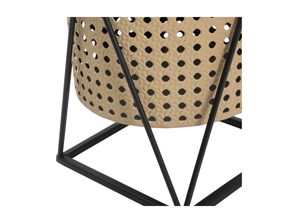 Lot de 2 Cache-Pots sur Pied "Osaka" 40cm Noir & Naturel