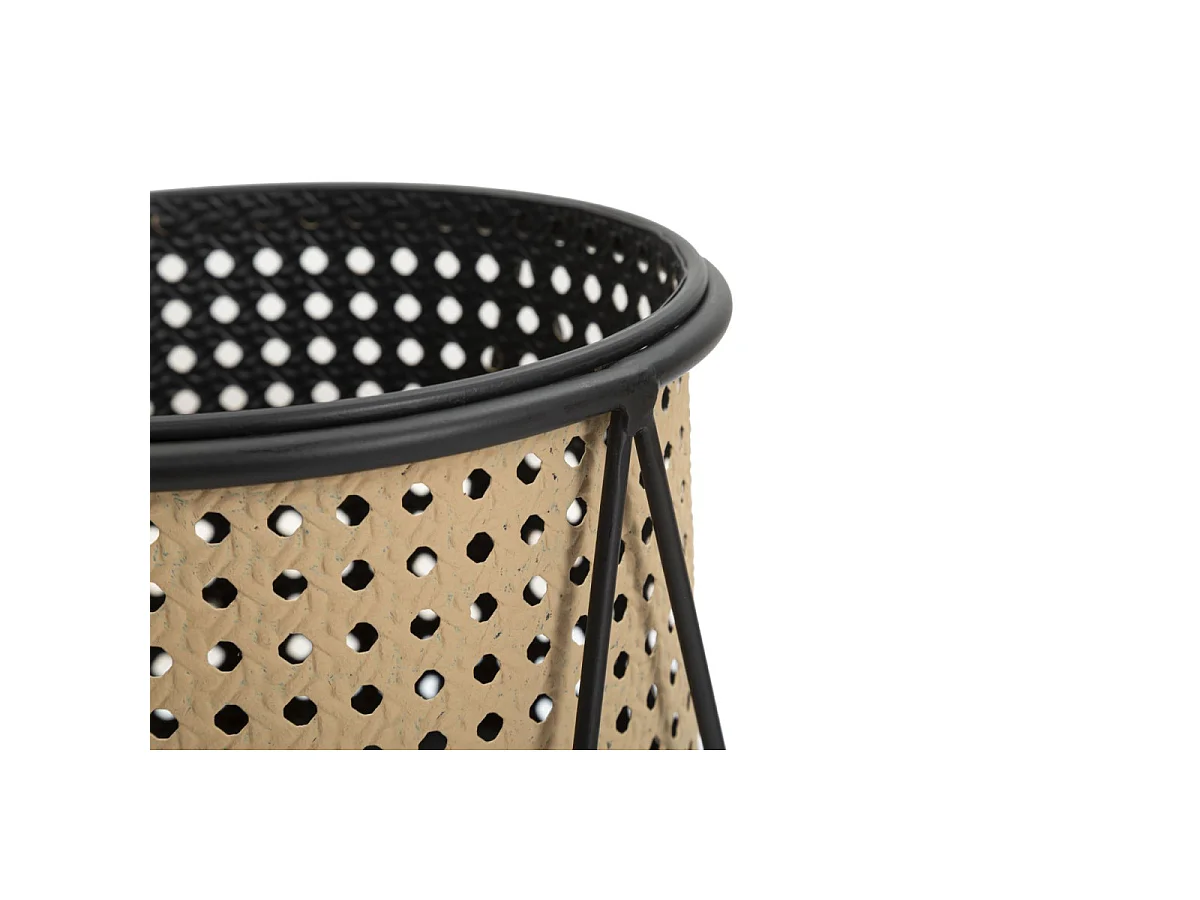 Lot de 2 Cache-Pots sur Pied "Osaka" 40cm Noir & Naturel