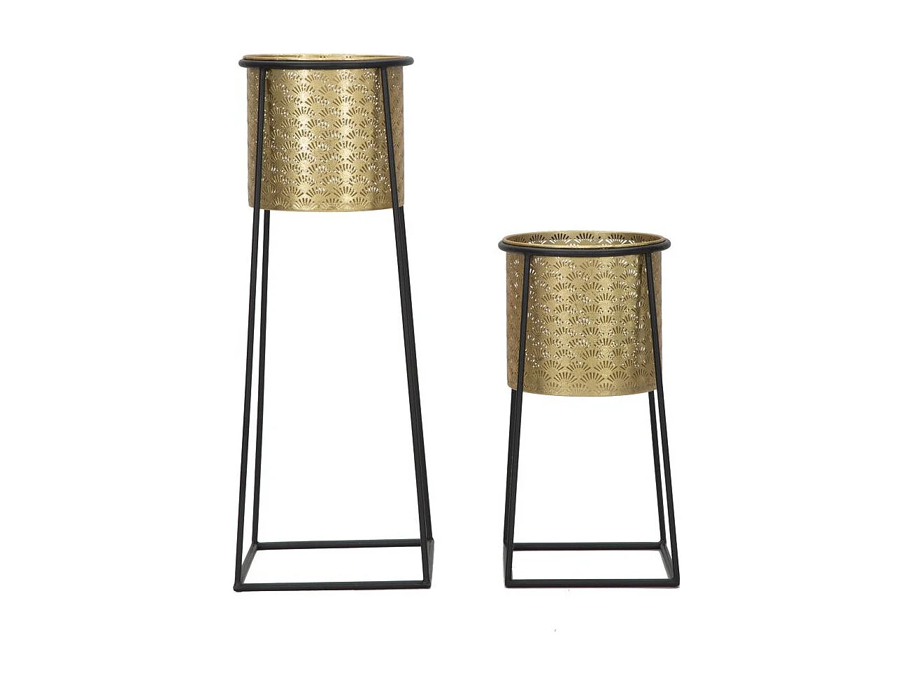 Lot de 2 Cache-Pots sur Pied "Velma" 70cm Or