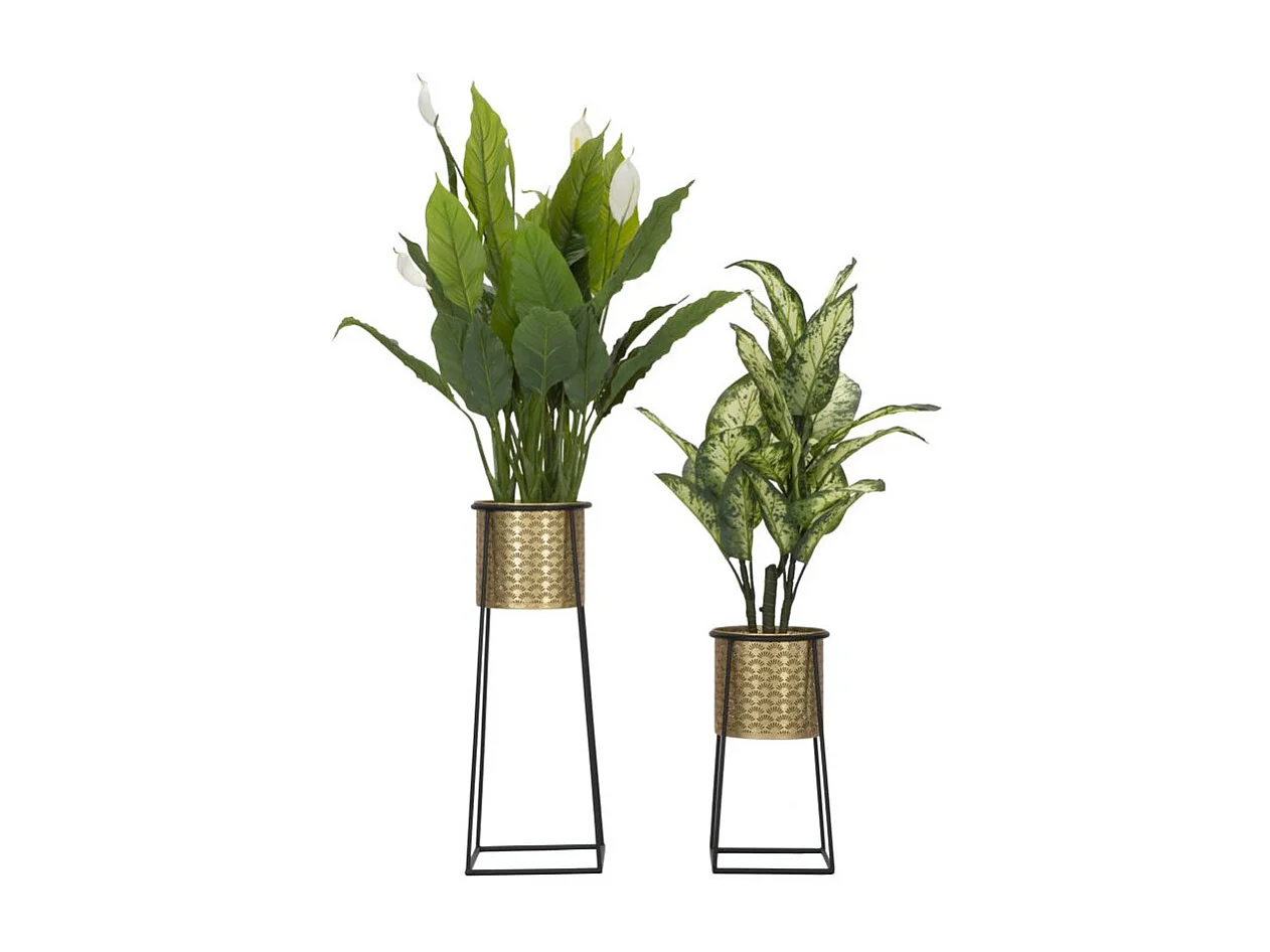 Lot de 2 Cache-Pots sur Pied "Velma" 70cm Or