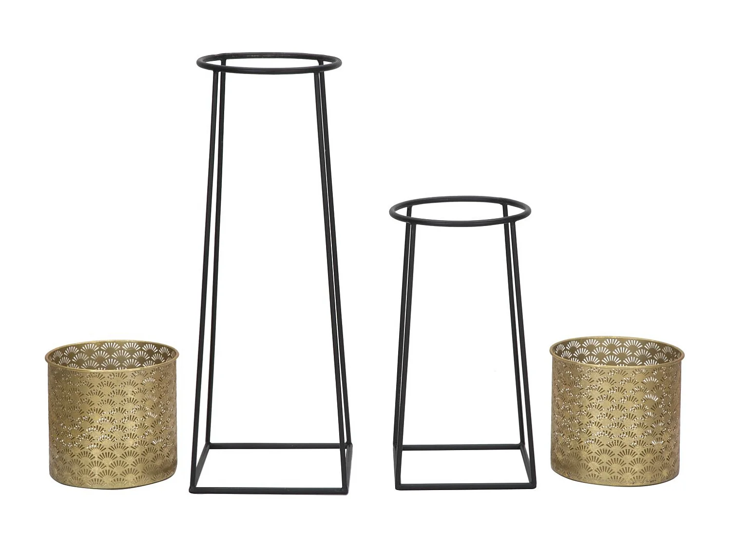 Lot de 2 Cache-Pots sur Pied "Velma" 70cm Or