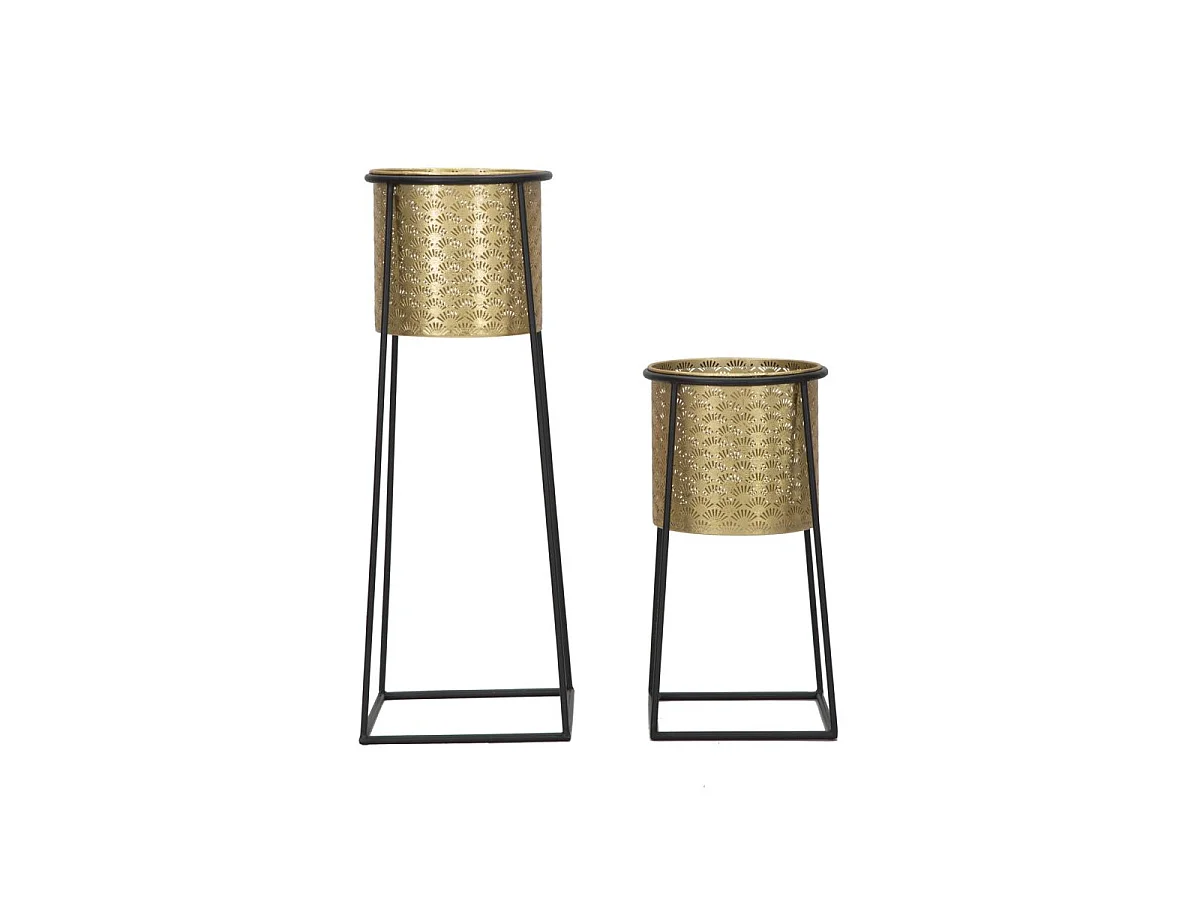 Lot de 2 Cache-Pots sur Pied "Velma" 70cm Or