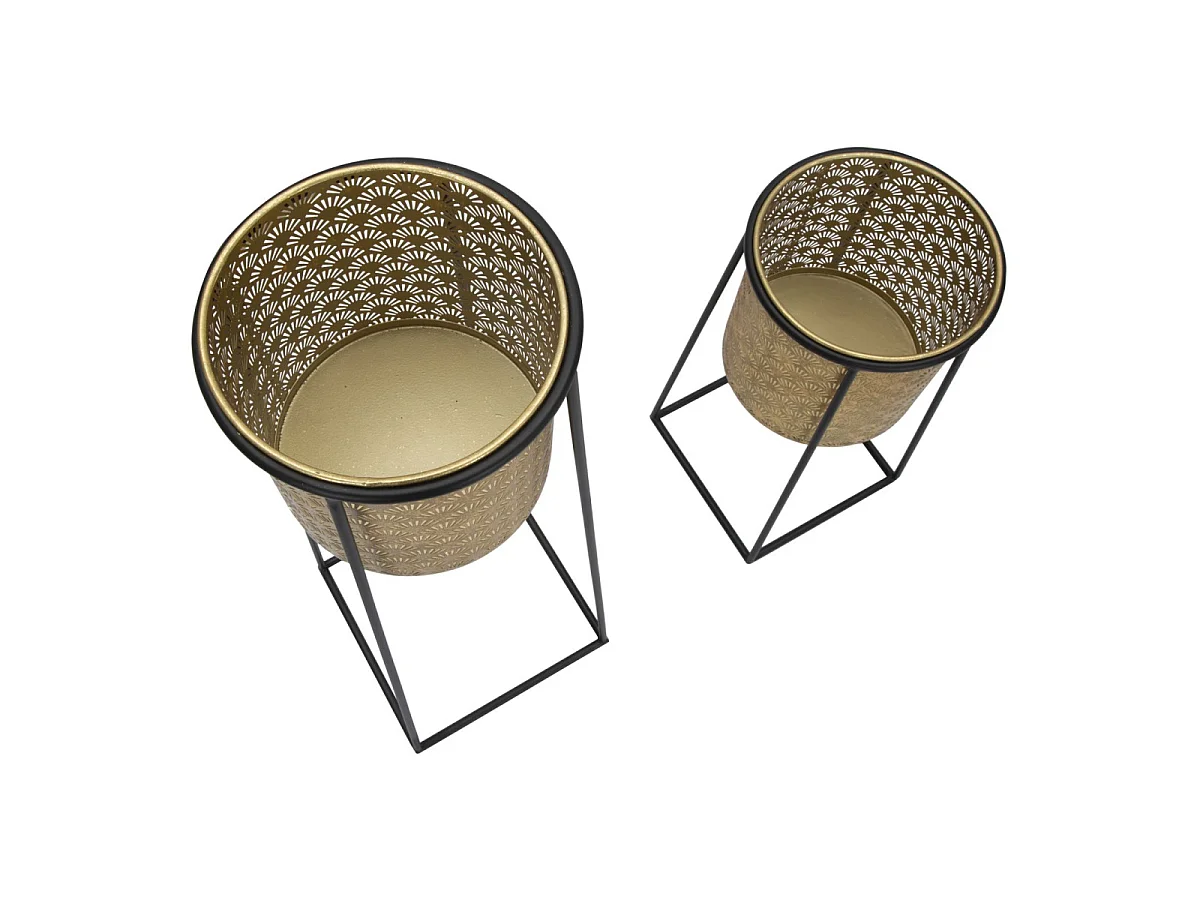 Lot de 2 Cache-Pots sur Pied "Velma" 70cm Or
