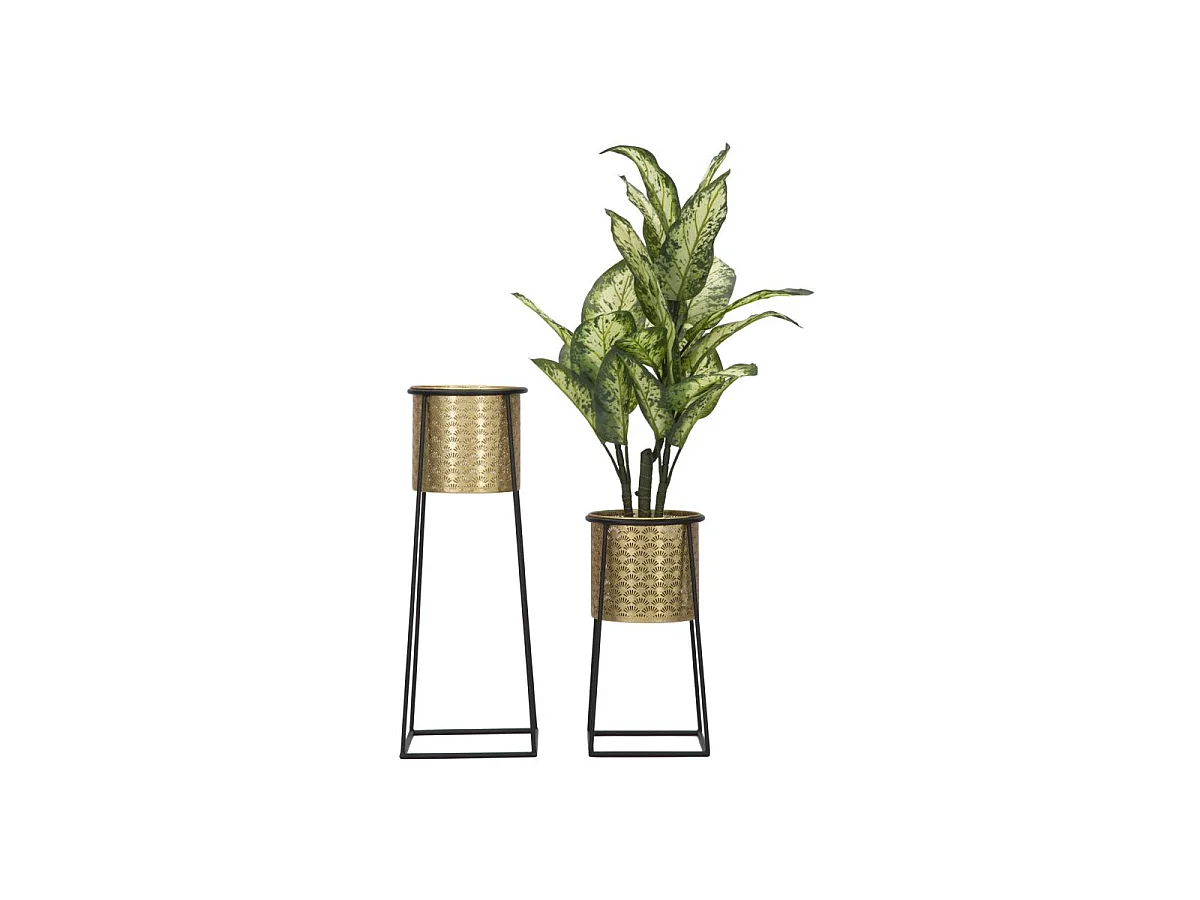 Lot de 2 Cache-Pots sur Pied "Velma" 70cm Or